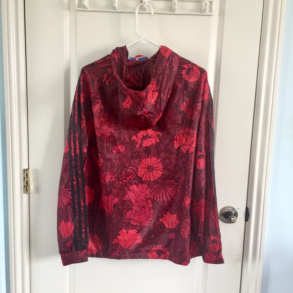adidas red flower jacket